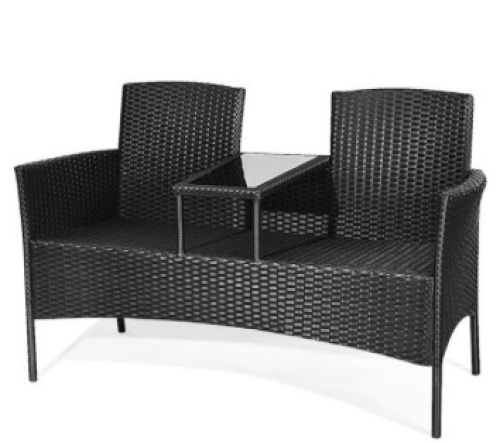 Patio Rattan Cushioned Table/Loveseat - Lot 184
