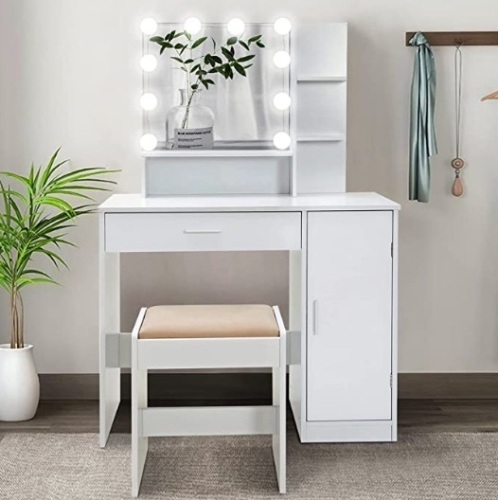 Makeup Vanity Table  with Lighted Mirror - Lot 213