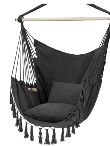 Hammock Chair Hanging Rope Swing, Max 500 Lbs, 2 Cushions Included - Lot 219