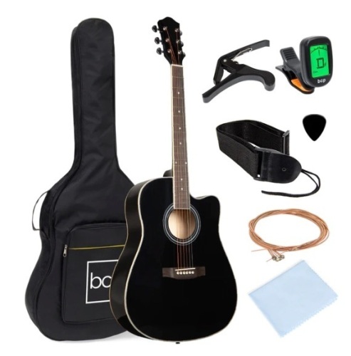 Full Size Beginner Acoustic Guitar Set with Case, Strap, Capo - 41in - Lot 308