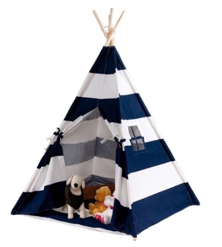 5' White & Blue Portable Indian Children Sleeping Dome Play Tent - Lot 321