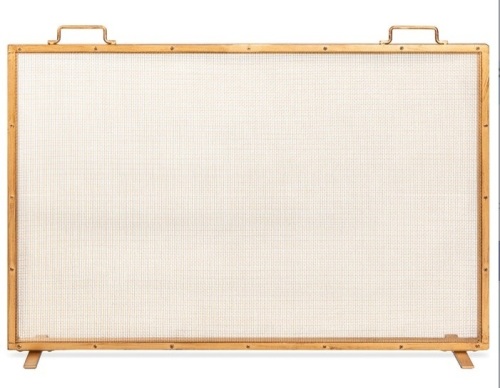 Single Panel Handcrafted Steel Mesh Fireplace Screen w/ Handles - 38x27in - Lot 329
