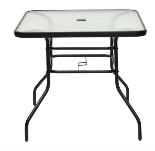 32'' Square Tempered Glass Table, Steel Frame - Lot 742