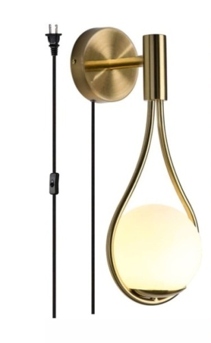 BOKT Gold Glass Globe Wall Mounted Sconces, Brushed Brass - Lot 763