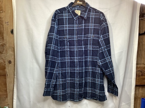 Long Sleeve Plaid Shirt, Blue, 2XL - Lot 207