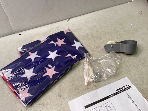Aluminum Sectional Flag Pole w/ American Flags - Lot 511