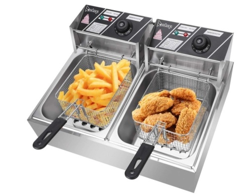 ZOKOP 12.7QT/12L Stainless Steel Double Cylinder Electric Fryer - Lot 512