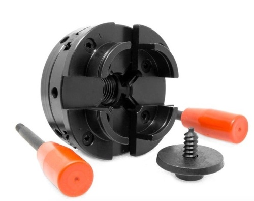 WEN LA4444 4-Inch 4-Jaw Self-Centering Lathe Chuck Set with 1-Inch x 8TPI Thread, Untested, Appears New - Lot 801