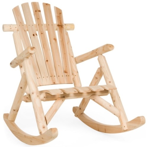 Rocking Wood Adirondack Chair Accent Furniture w/ Natural Finish - Lot 628