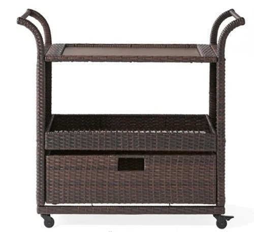 Christopher Knight Home Corona Outdoor Wicker Bar Table Cart, Multibrown - Lot 646