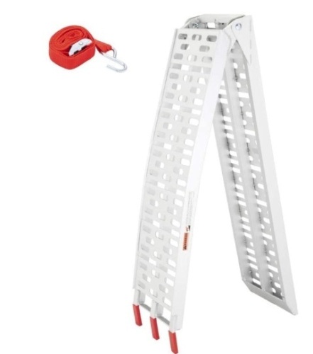 TUFFIOM Aluminum Meshed 7ft Foldable Loading Ramp, Silver - Lot 626