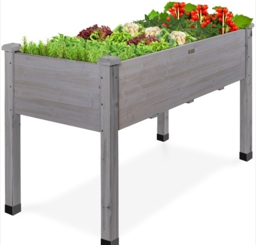 Raised Garden Bed, Elevated Wooden Planter Box w/ Foot Caps - 48x24x30in - Lot 673