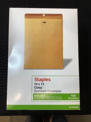 Lot of (2) Boxes Staples 10x13 Envelopes - Lot 130