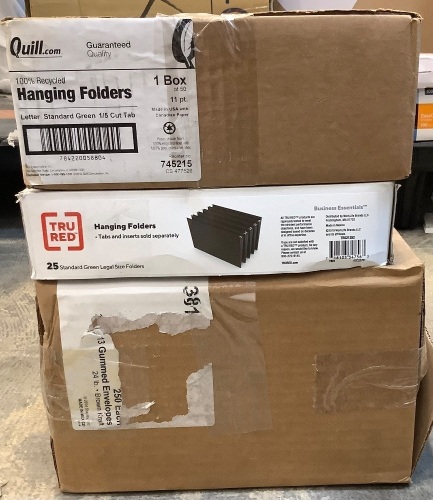 Lot of (3) Boxes of Hanging Folders & Envelopes - Lot 167