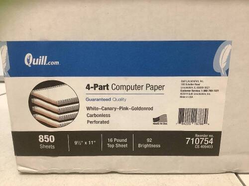 Quill 4 Part Computer Paper - Lot 255