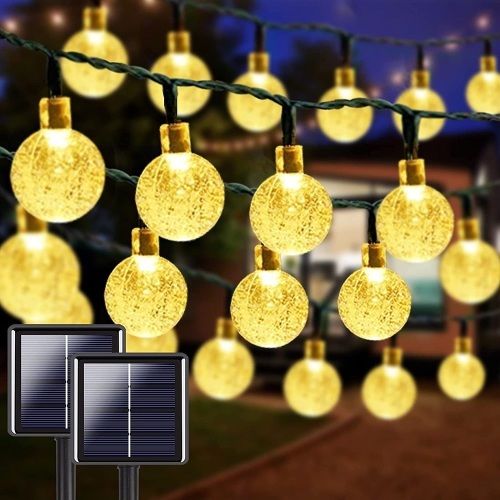 1 Strand 100 LED Crystal Globe Solar String Lights - Lot 451
