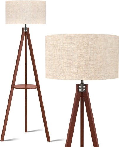 LEPOWER Wood Tripod Floor Lamp - Lot 533