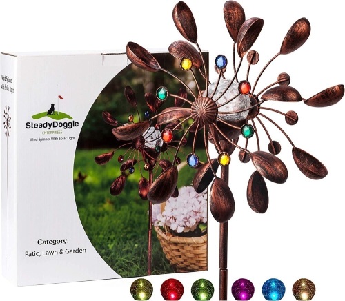Solar Wind Spinner w/ LED Light - Lot 549