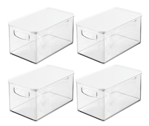 Set of 4 mDesign Plastic Storage Container w/ Lid - Lot 585
