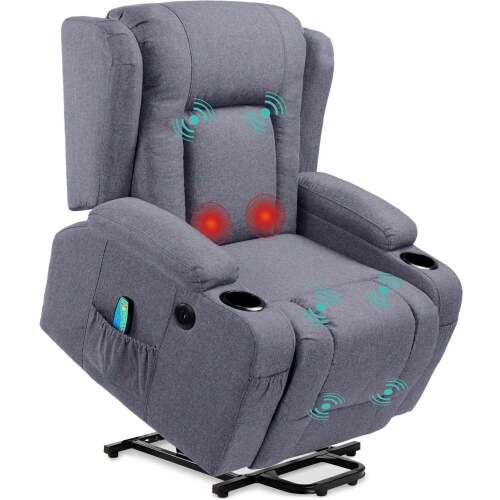 Electric Power Lift Recliner Massage Chair w/ Heat, USB Port, Cupholders - Lot 7114