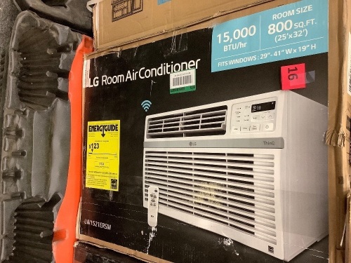 LG Electronics 15,000 BTU 115-Volt Window Air Conditioner LW1521ERSM Cools 800 Sq. Ft. with ENERGY STAR and Remote, Wi-Fi Enabled - Lot 16