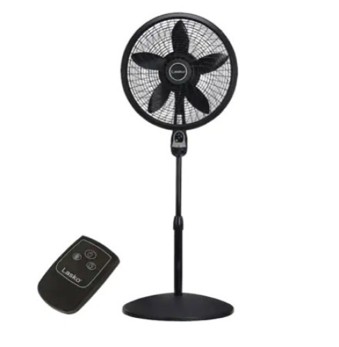 Lasko Cyclone Adjustable-Height 18 in. 3 Speed Black Oscillating Pedestal Fan with Programmable Timer and Remote Control - Lot 19