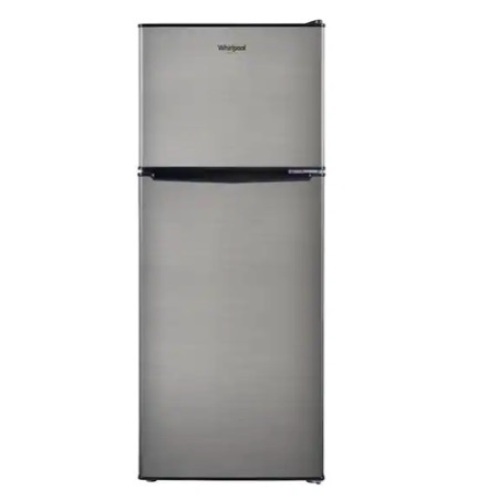 Whirlpool 4.6 Cu. Ft. Mini Refrigerator with Dual Door True Freezer in Stainless Look - Lot 20