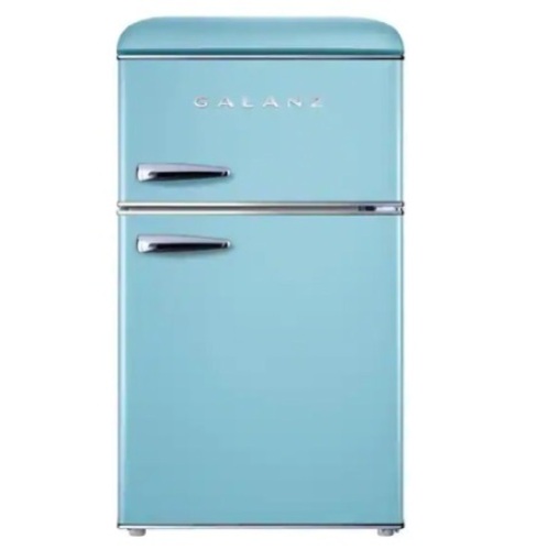 Galanz 3.1 cu. ft. Retro Mini Fridge with Dual Door True Freezer in Blue - Lot 23