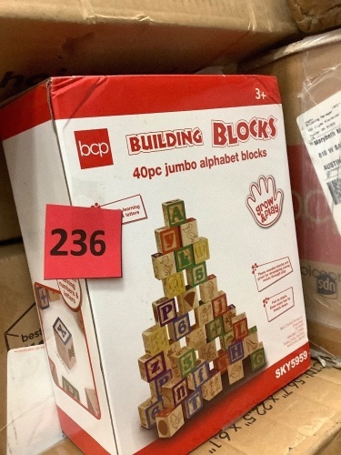 40-Piece Kids Wooden ABC Block Set Toddler STEM Toy w/ Carrying Case - Lot 236