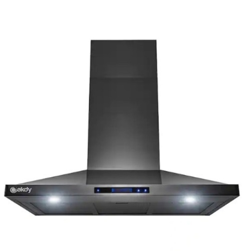 AKDY 36 in. 350 CFM Convertible Wall Mount Kitchen Range Hood with LED Lights in Black Stainless Steel - Lot 447