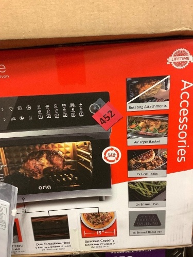 ARIA All-in-1 Premium 30 Qt. Stainless Steel Touchscreen Air Fryer Toaster Oven with Recipe Book - Lot 452