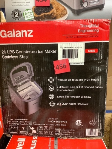 Galanz 26 lbs Countertop Ice Maker Stainless Steel - Lot 456