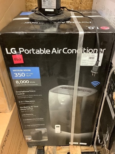 LG Electronics8,000 BTU (DOE) 115-Volt Portable Air Conditioner LP0821GSSM Cools 350 Sq. Ft. with Dehumidifier Function, Wi-Fi Enabled - Lot 463