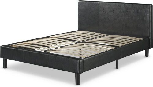 ZINUS Jade Faux Leather Upholstered Platform Bed Frame with Wood Slat Support, Queen  - Lot 144