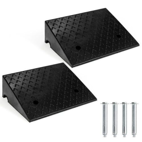 6" Rubber Car Curb Ramps for Vehicle Wheelchair Ramp w/ 4 Expansion Bolts, 2 pc - Lot 181