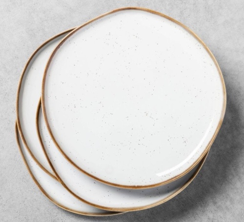 Stoneware Reactive Glaze Dinner Plates, 4 pc - 2 Plates Chipped  - Lot 370
