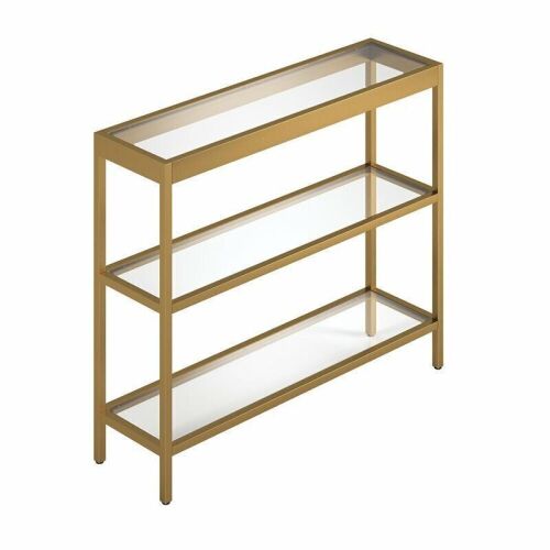 36" Brass Metal/Glass Console Table - Lot 383