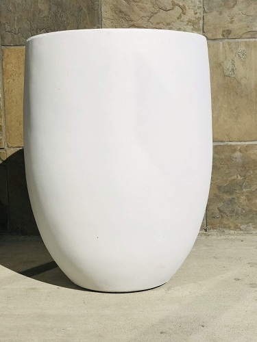 Kante Lightweight Concrete Outdoor Round Bowl Planter, 21.7 Inch Tall, Pure White   - Lot 436