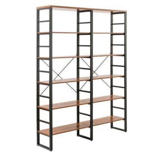 80.7'' Double Wide 6-Shelf Bookcase Industrial Metal Storage Shelf - Lot 488