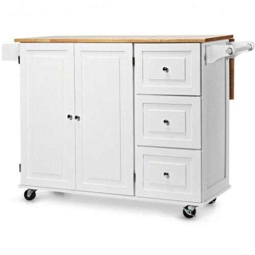 Drop-Leaf Kitchen Island Trolley Cart Wood Storage Cabinet - Lot 506
