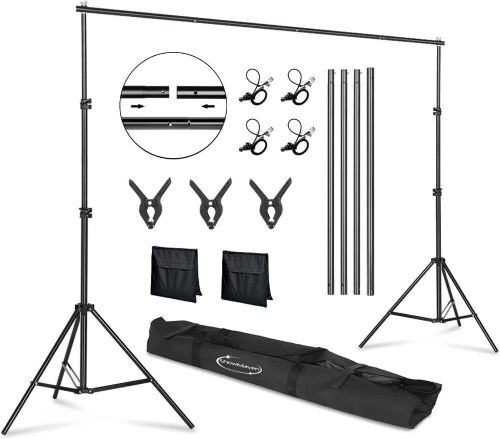 ShowMaven 6.4ft x 10ft Adjustable Photo Background Stand with Carry Bag  - Lot 802