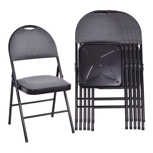 Upholstered Padded Fabric Folding Chairs, Set of 6  - Lot 818