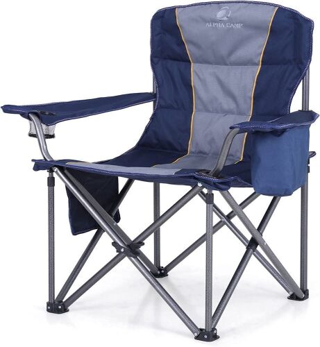 ALPHA CAMP Oversized Heavy Duty Camping Folding Chair with Cooler Bag Support 450 LBS  - Lot 586