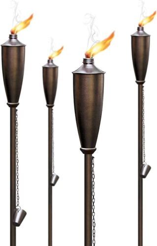 Garden Torch 60inch Citronella Natural Flickering Flame Outdoor Patio Torch, Set of 4  - Lot 304