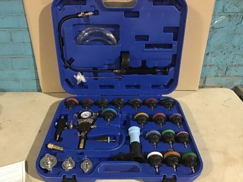 NuaDua Car Radiator Pressure Tester and Vacuum Type Cooling System Purge Refill Kit 28pcs with Case  - Lot 544