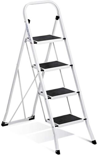 Delxo Heavy Duty Folding 4 Step Ladder, Anti-Slip Portable & Collapsible, 350 lbs.  - Lot 129