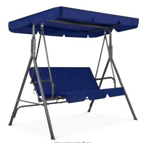 Metal Patio Swing with Blue Cushion - Lot 281