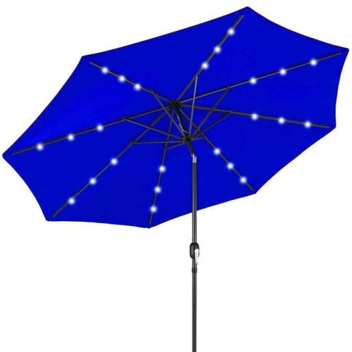 Solar LED Lighted Patio Umbrella w/ Tilt Adjustment, UV-Resistance - 10ft - Lot 916