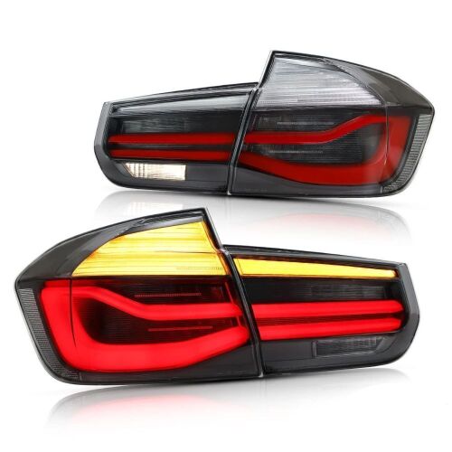 VLAND LED Sequential Red & Smoked Tail Lights for BMW F30 320i 328i 335i Sedan 6th Gen 2013 - 2018 with Fiber Optic DRLs YAB-BW-0293, Not for 2015 F80 - Lot 1048