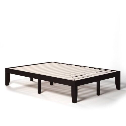 Costway Full Size 14'' Wooden Bed Frame Mattress Platform Wood Slats Support Espresso - Lot 127